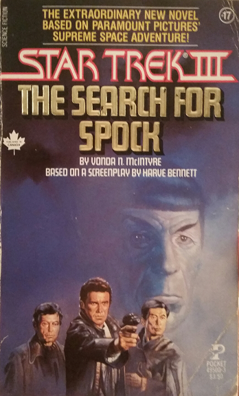 TOS #17, film novelization. Kirk and his crew go behind Starfleet’s backs to travel to the now-forbidden Genesis planet, take Spock’s regenerated body back to Vulcan, and transfer his essence from McCoy to Spock. Reviewed February 9, 2018. Good. Star Trek III: The Search for Spock (TOS #17)