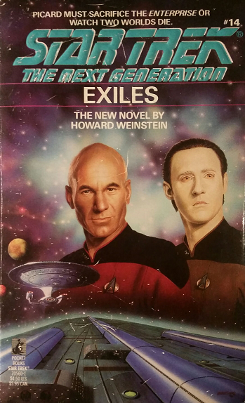 TNG #14. Neighboring planets facing separate ecological disasters—one natural, one manmade—must set aside their centuries-long rivalry and come to a mutual agreement to prevent their destruction. Reviewed March 22, 2019. Average. Exiles (TNG #14)
