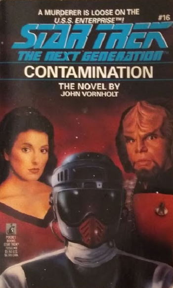 TNG #16. Picard tasks Worf and Deanna Troi with getting to the bottom of a renowned scientist’s death aboard the Enterprise. Reviewed April 19, 2019. Terrible. Contamination (TNG #16)