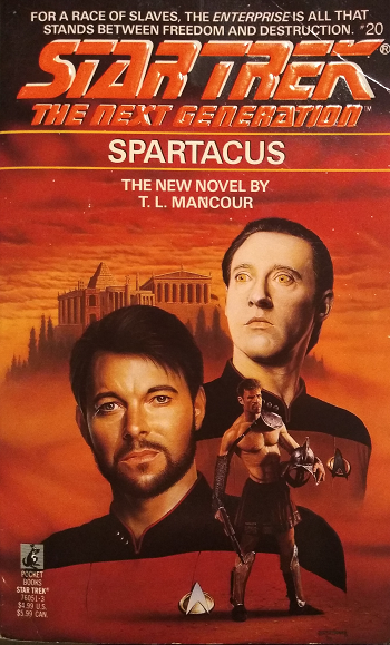 TNG #20. The Enterprise becomes mired in a difficult ethical quandary when they mediate a conflict between a crew of androids who commandeered a ship to escape their slavery and the authorities seeking to reclaim them and punish them for acts of terrorism. Reviewed July 19, 2019. Good. Spartacus (TNG #20)