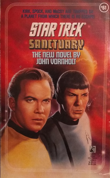 TOS #61. When Kirk, Spock, and Bones crash-land a shuttle on a planet rumored to harbor fugitives while in pursuit of a space pirate, they soon find that no one who enters the world is allowed to leave. Reviewed September 27, 2019. Excellent. Sanctuary (TOS #61)