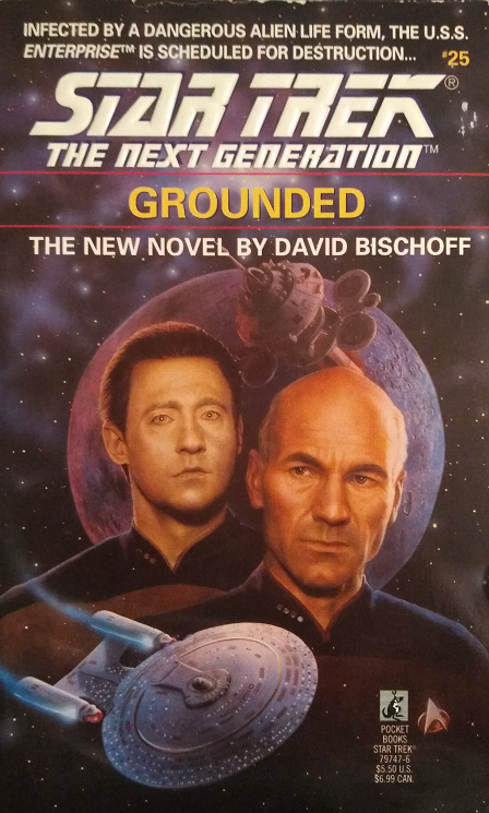 TNG #25. When the crew rescues the survivors of a science colony, an invasive silicon-based life form makes it back to the Enterprise with them, leading Starfleet to call for the ship’s destruction to prevent the life form’s spread. Reviewed November 29, 2019. Average. Grounded (TNG #25)