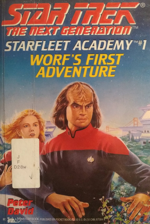 TNG YA #1. Worf enlists in Starfleet Academy only to face the disappointing reality that bigotry and racism toward Klingons persist even in an institution such as Starfleet, and struggles with a roommate who espouses those views. Reviewed January 24, 2020. Average. Worf's First Adventure (TNG, Starfleet Academy #1)