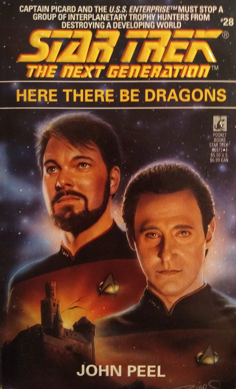 TNG #28. The Enterprise crew find themselves going inside a stellar cluster to track down poachers who are hunting a species that resembles Earth dragons and who have found artifacts that may shed light on the mystery of the Preservers. Reviewed March 13, 2020. Good. Here There Be Dragons (TNG #28)