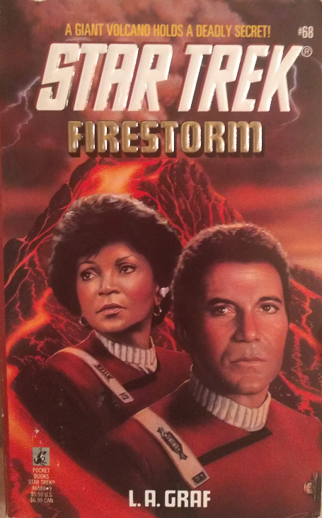 TOS #68. Uhura takes the lead in mediation proceedings between a Federation geology team and the people of Elas on a planet where a gigantic volcano is about to blow. Reviewed April 3, 2020. Good. Firestorm (TOS #68)
