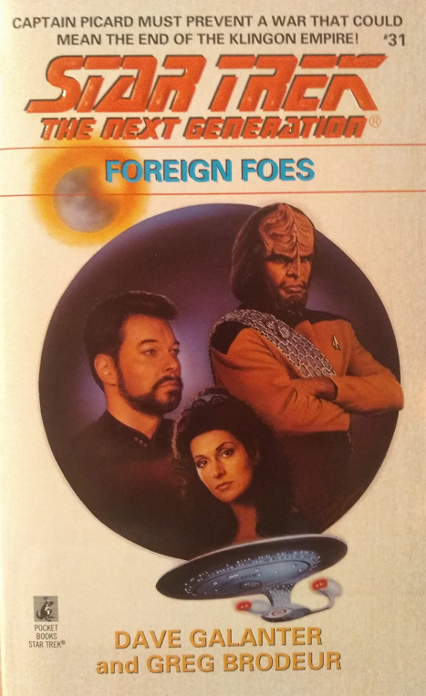 TNG #31. During negotiations between the Klingons and a race still angry at past subjugation by them, an unknown external force garbles sensor readings, blinds Geordi, makes several crew members glib and irritable, and produces erratic behavior in others. Reviewed July 3, 2020. Good. Foreign Foes (TNG #31)