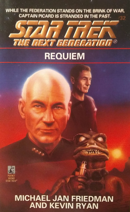 TNG #32. On the way to a summit at the Gorn homeworld, the Enterprise takes a detour to investigate an unusual space station, where Picard is thrown back in time to Cestus III days before the historic massacre of the Federation colony by the Gorn. Reviewed July 31, 2020. Average. Requiem (TNG #32)