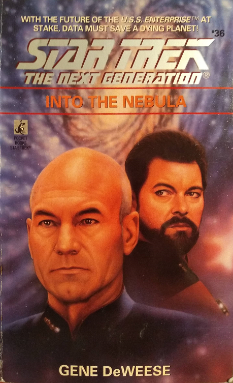 TNG #36. The Enterprise helps the survivors of a dying planet find the source of the thick cloud of waste that is destroying their world and figure out how to pull their planet back from the brink of irreversible environmental damage. Reviewed January 15, 2021. Good. Into the Nebula (TNG #36)