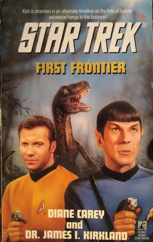 TOS #75. Testing on a new type of shield goes awry and sends the Enterprise to another timeline where the asteroid that killed the dinosaurs never struck Earth, causing humanity and the Federation to never develop. Reviewed February 5, 2021. Bad. First Frontier (TOS #75)