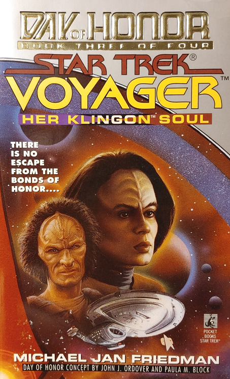VOY Day of Honor. B’Elanna Torres and Harry Kim are captured by a race that forces its prisoners to mine for radioactive materials. Kes resolves to change a rescued survivor’s mind about not taking a vaccine that will save her life. Reviewed March 9, 2023. Bad. Her Klingon Soul (VOY Day of Honor)