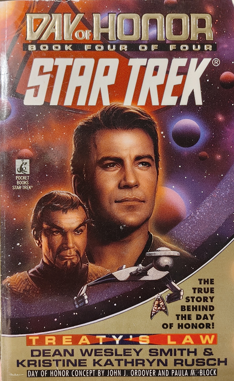 TOS Day of Honor. Kirk goes to great lengths to help a Klingon agricultural colony fight off the mysterious attackers who are devastating their crops, much to the surprise of the colonists and his rival Kor. Reviewed April 4, 2023. Good. Treaty's Law (TOS Day of Honor)