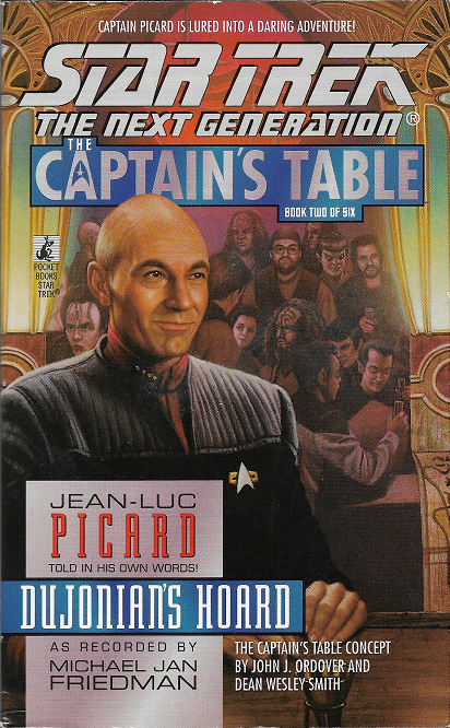 TNG, Captain's Table 2 of 6. Starfleet taps Captain Picard to locate a missing officer, a mission that sees him infiltrating a band of mercenaries, crushing on their captain, and hunting for a legendary Cardassian treasure. Reviewed May 25, 2024. Average. Dujonian's Hoard (TNG, Captain's Table 2/6)